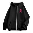 thumbnail image 4 of Fshinging Women Hoodies Oversized Sweatshirt Cancer Pink Ribbon Feather Print Zipper Jackets Long Sleeve Pocket Drawstring Y2k Clothes, 4 of 6