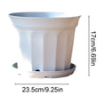 thumbnail image 3 of 9 Inch Flower Pot 1-Pack, Plastic Planter with Drainage Hole & Tray, Indoor Outdoor Plant Pot for House Plants, Garden, Patio, Office, Home Decor – Modern Decorative Plant Container (Gray), 3 of 6