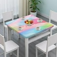 thumbnail image 3 of Colorful Tie Dye Pattern Square Fitted Tablecloth with Elastic Edge,Square Table Cover,Washable Elastic Table Cover for Home Kitchen Party Decor 34"x34", 3 of 6