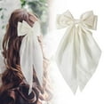 thumbnail image 2 of Elegant Bow Ribbon Hair Clip Fashion Satin Spring Clip Hair Pin White, 2 of 9