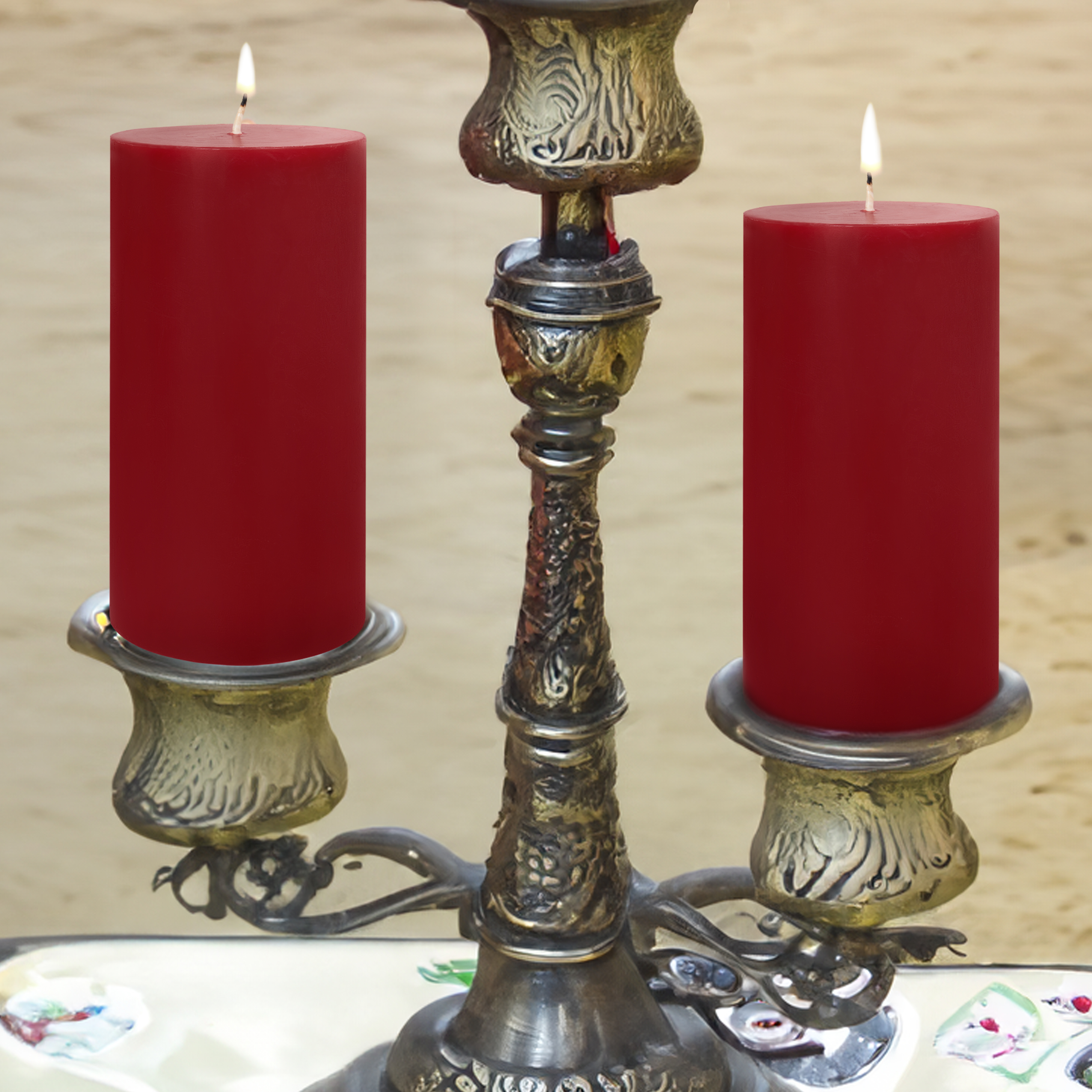 Mainstays Unscented Decorative Pillar Candle, Red, 3 in x 6 in