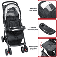 thumbnail image 3 of Carriola para Bebé Ligera y Plegable Asiento Reclinable Cinturón de 5 Puntos Charola Toldo Apta desde 6 Meses Hasta 18 kg - Negro, 3 of 7
