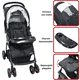 thumbnail image 3 of Carriola para Bebé Ligera y Plegable Asiento Reclinable Cinturón de 5 Puntos Charola Toldo Apta desde 6 Meses Hasta 18 kg - Negro, 3 of 7