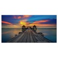 thumbnail image 2 of Wide Wooden Bridge into Distant Sun - Pier Seascape Canvas Art Print, 2 of 3
