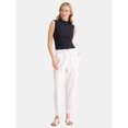thumbnail image 2 of Time and Tru Women’s and Women’s Plus Linen Blend Cropped Cargo Pants, 27" Inseam, Sizes XS-3XL, 2 of 5