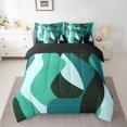 thumbnail image 2 of jejeloiu Abstract Geometric Line 7-Piece Twin Bedding Sets,Green Stripes Bedding Comforter Set For Men Women Reversible, 2 of 8