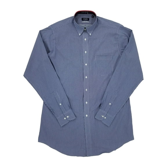 Chaps Mens Navy Comfort Stretch Tall Fit Button-Down Dress Shirt 17 38/39 Tall