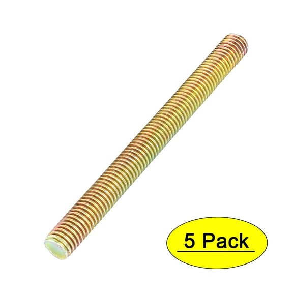 Unique Bargains 1.25mm Pitch M8 x 90mm Male Threaded Rod Bar Bronze Tone 5 Pcs