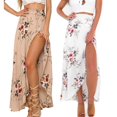 thumbnail image 4 of Skirts for Women Skirt Bohemian Lace Up Floral Print Flowing Skirt for Women Comfortable Loose Fit Beachwear Boho Style White M, 4 of 7