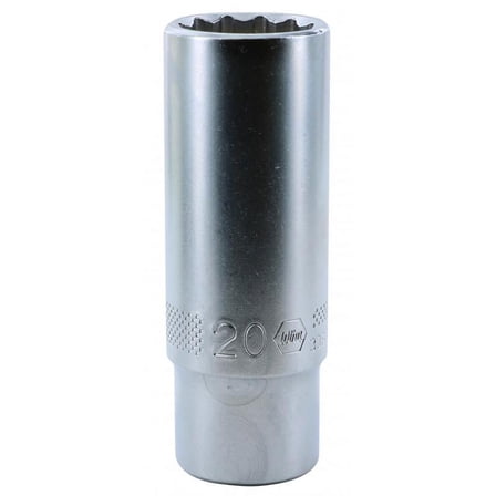 Wiha 33876 1/2 Inch Drive Deep Socket, 12 Point, 20 mm
