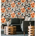thumbnail image 4 of NextWall  Garden Block Floral Peel and Stick Wallpaper 20.5 in. W x 18 ft. L - Orange & Ebony, 4 of 8
