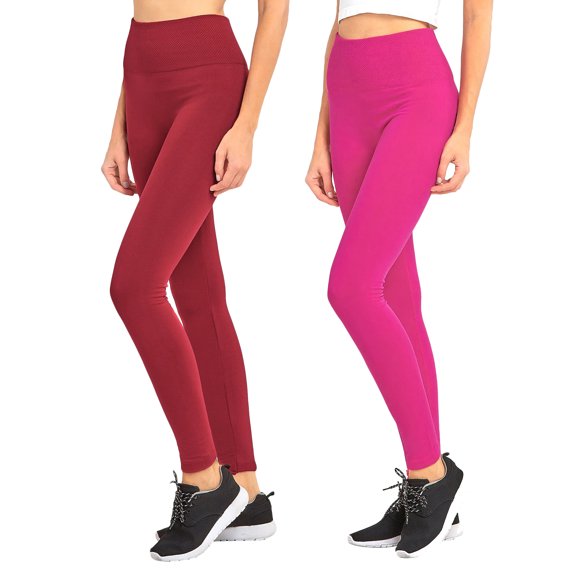 Women & Plus Seamless Extra Wide Banded High Waist Fleece Warm Leggings (Single & Multi-Packs Available)