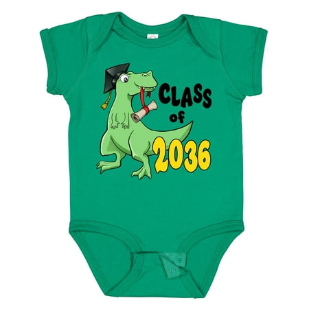

Inktastic Class of 2036 green dinosaur with cap and diploma Boys or Girls Baby Bodysuit