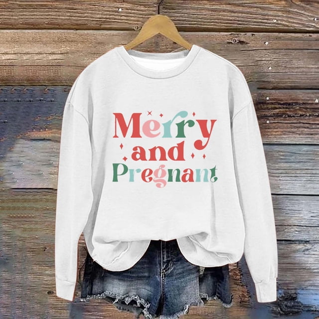 EGNMCR Chandail en Molleton de Noël Col Rond Imprimé Ample Manches Longues Sans Capuche