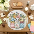 thumbnail image 6 of Antqov Easter Placemats, 14" Spring Linen Round Place Mat Cute Bunny Eggs Designs Easter Placemat for Party, Kitchen, Home & Holiday Decorations, 6 of 6