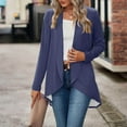 thumbnail image 4 of VSSSJ Women's Long Sleeve Cardigan Casual Open Front Drape Cardigan Lightweight Duster Irregular Hem Cardigans Tops Dark Blue S, 4 of 8