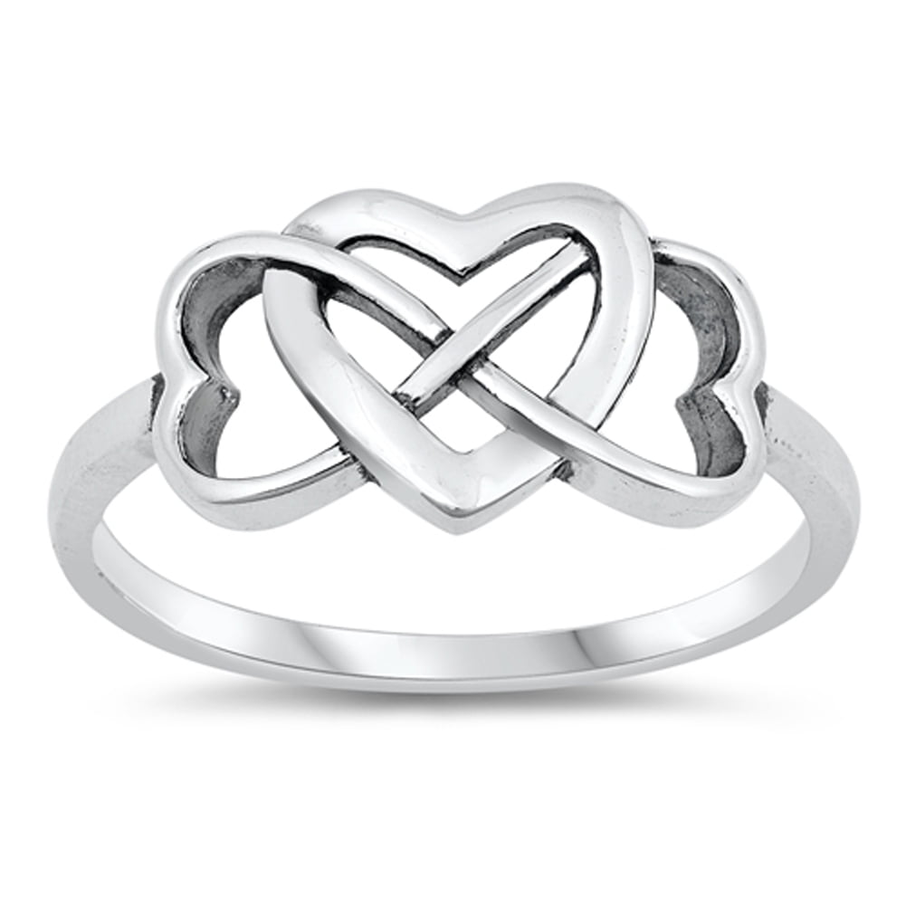 CHOOSE YOUR COLOR Celtic Knot Promise Heart Clover Ring .925 Sterling ...