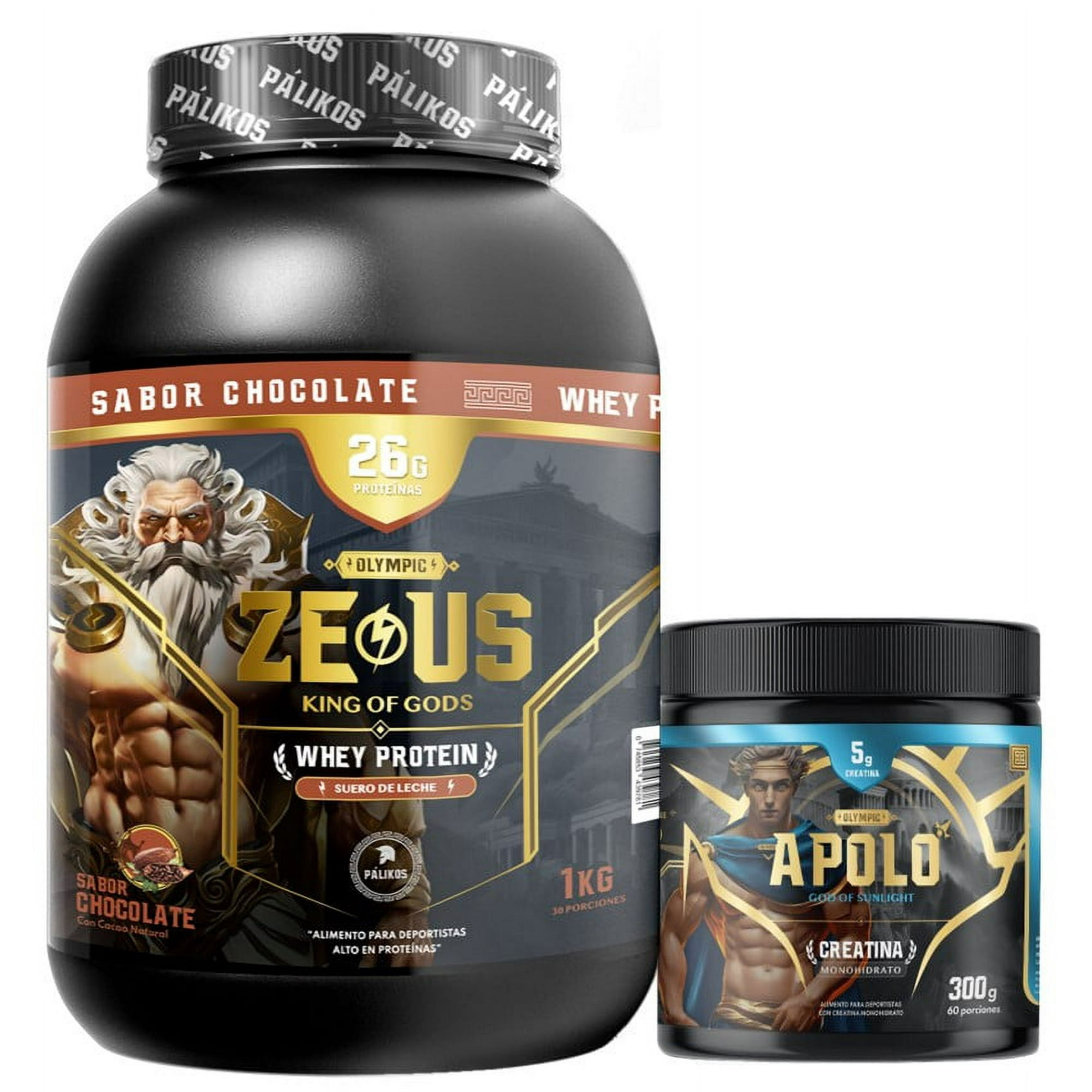 Pack Guerrero 1Kg (Proteína Zeus 1Kg Chocolate) + Creatina Apolo 300 G