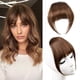 thumbnail image 1 of Flequillo de cabello humano con clip, color marrón medio, con patillas, para mujer, aspecto natural, pieza única., 1 of 5