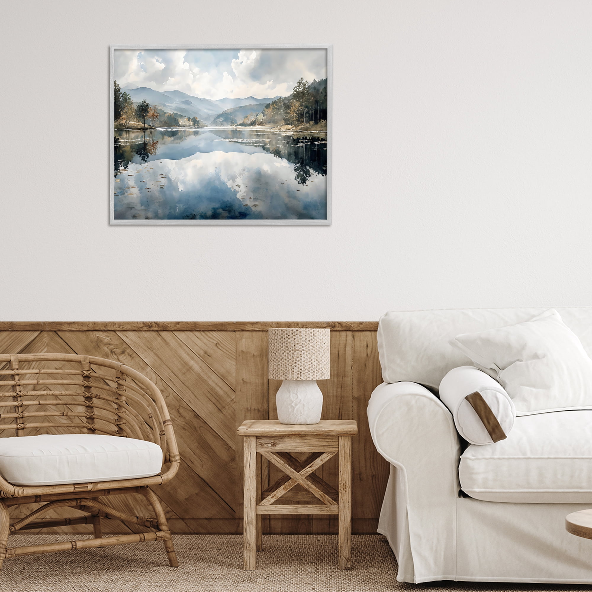 Stupell Industries Nature's Reflection on Mountain Lake Gray Framed Giclee Art, design by Franklyn Gregory