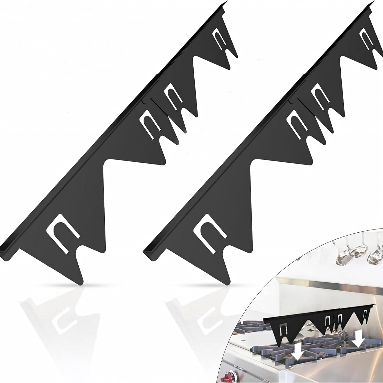 Extendable Stove Gap Covers Stainless Steel:Stove Gap Filler Prevent Food Debris from Entering the Gap,Stove Guard for Gas Stoves,Adjustable Length from 13.8 to 27.5 Inches,2Pcs (Black)