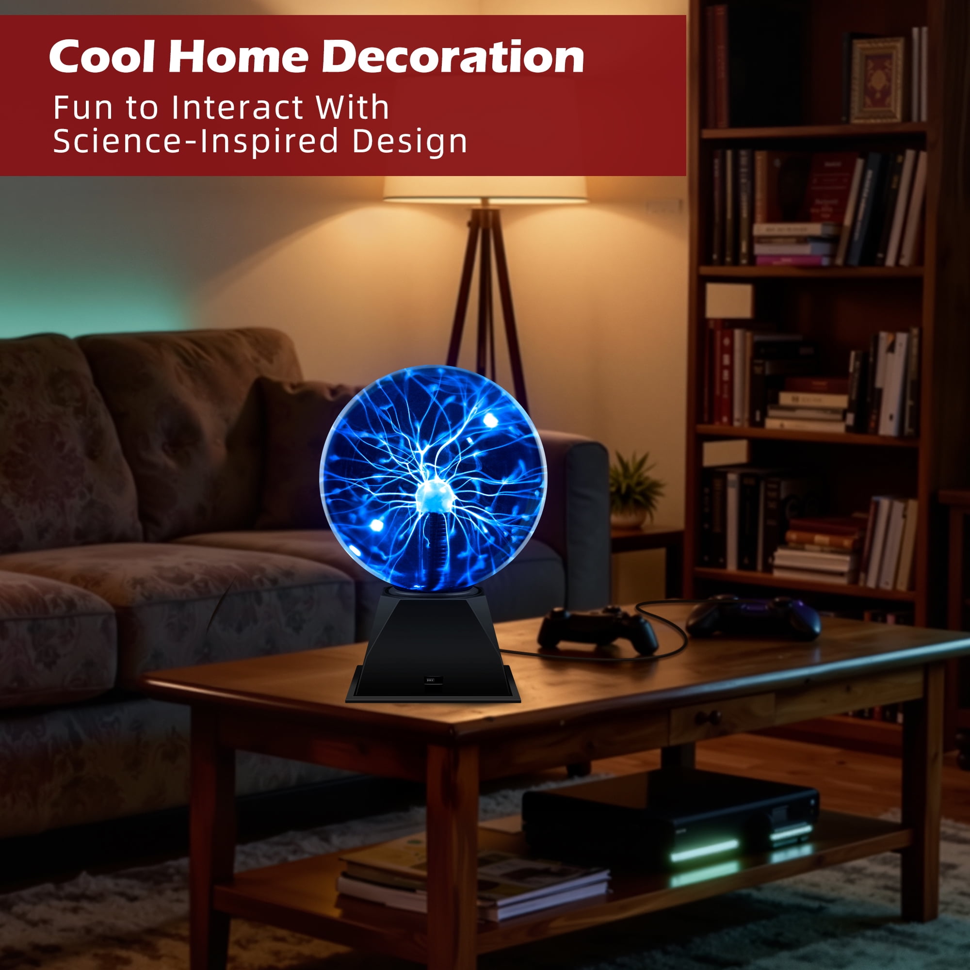 6 inch Plasma Ball Lamp, Touch & Sound Sensitive, Nebula Lightning