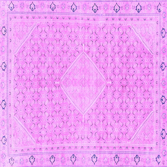 Ahgly Company Indoor Square Abstract Purple Modern Area Rugs, 4' Square