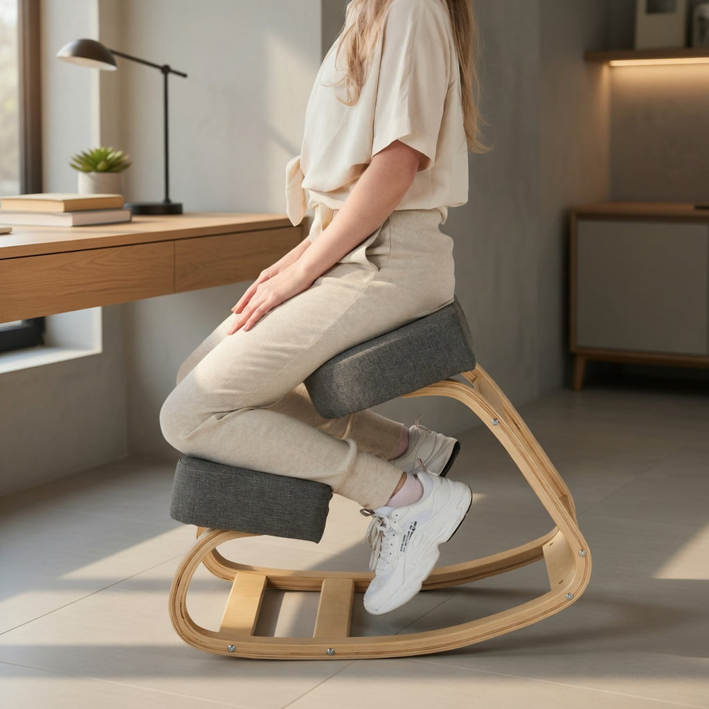 Spaco Ergonomic Kneeling Chair Rocking Office Desk Stool Upright Posture-Gray, Home Office Computer Desk Chair, Ergonomic Office Chair for Bedroom,Study