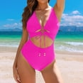 thumbnail image 6 of Women's One Piece Swimsuit Sexy Bikini with Padded Cups Wire Free Swimsuit for Beach Pool,Hot Pink,M, 6 of 8
