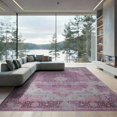 thumbnail image 2 of ODIKA 8'x10' Washable Area Rug Non-Shedding, Easy Care, Purple Vintage Plum Distressed Scroll Border Pink Mauve Boho for King Size Bedroom Under Bed, Master Suite, 2 of 7