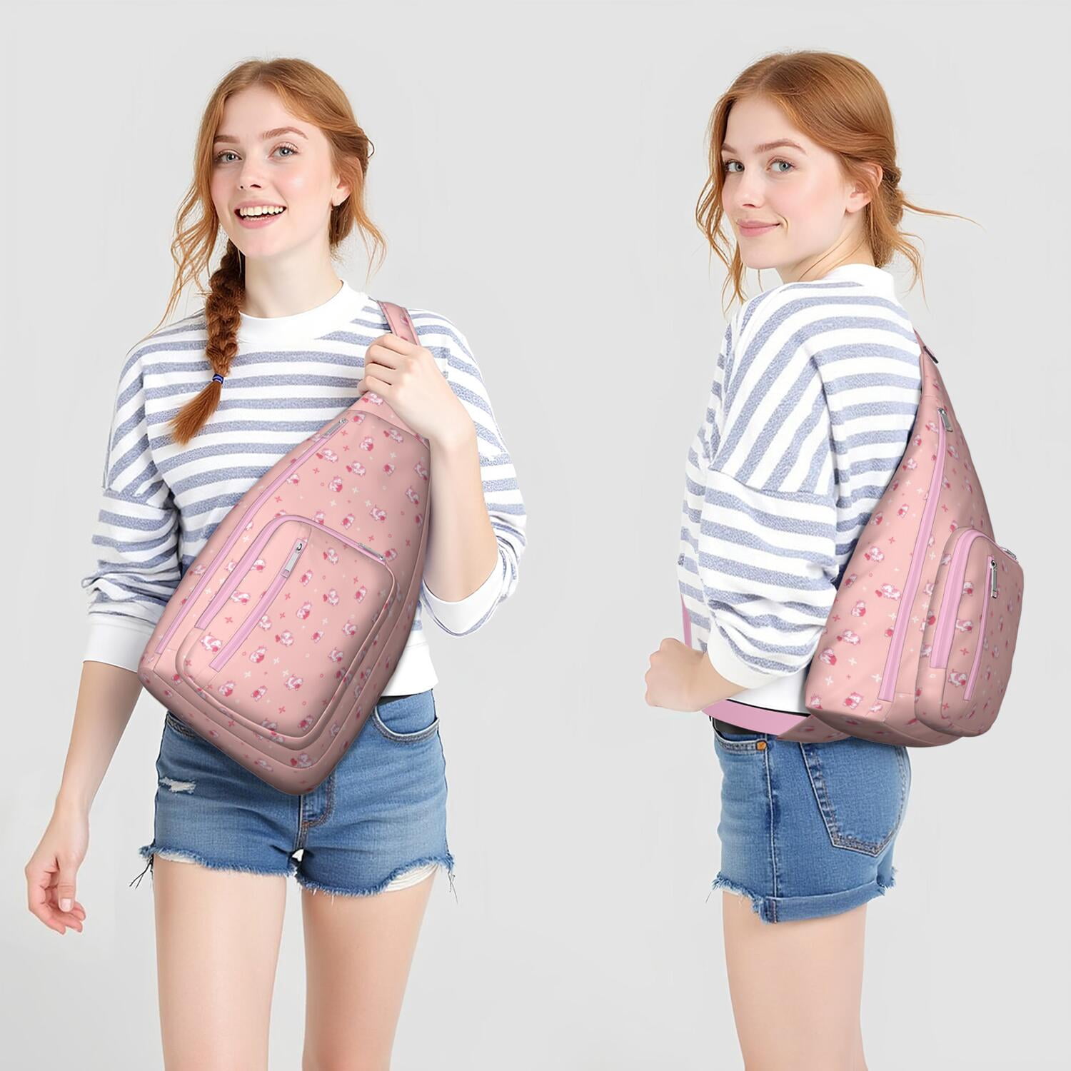 Vintage Highland Cow Print Sling Backpack – Cute Farmhouse Floral Cow Crossbody Bag for Women & Men, Lightweight Hiking Daypack