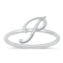 CHOOSE YOUR STYLE Script "P" Ring .925 Sterling Silver Initial Letter Band Jewelry Female Size 6