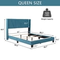 thumbnail image 4 of Velvet Upholstered Platform Bed Queen with Headboard, Modern Queen Bed Frame for Bedroom, Need Box Spring,Blue, 4 of 11
