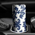 thumbnail image 3 of 20oz Blue and White Pioneer Flower Skinny Tumblers Stainless Steel Tumbler with Lid and Straw,Vacuum Insulated Double Wall Travel Tumbler Cups with Cleaning Brush for Coffee,Tea, 3 of 6
