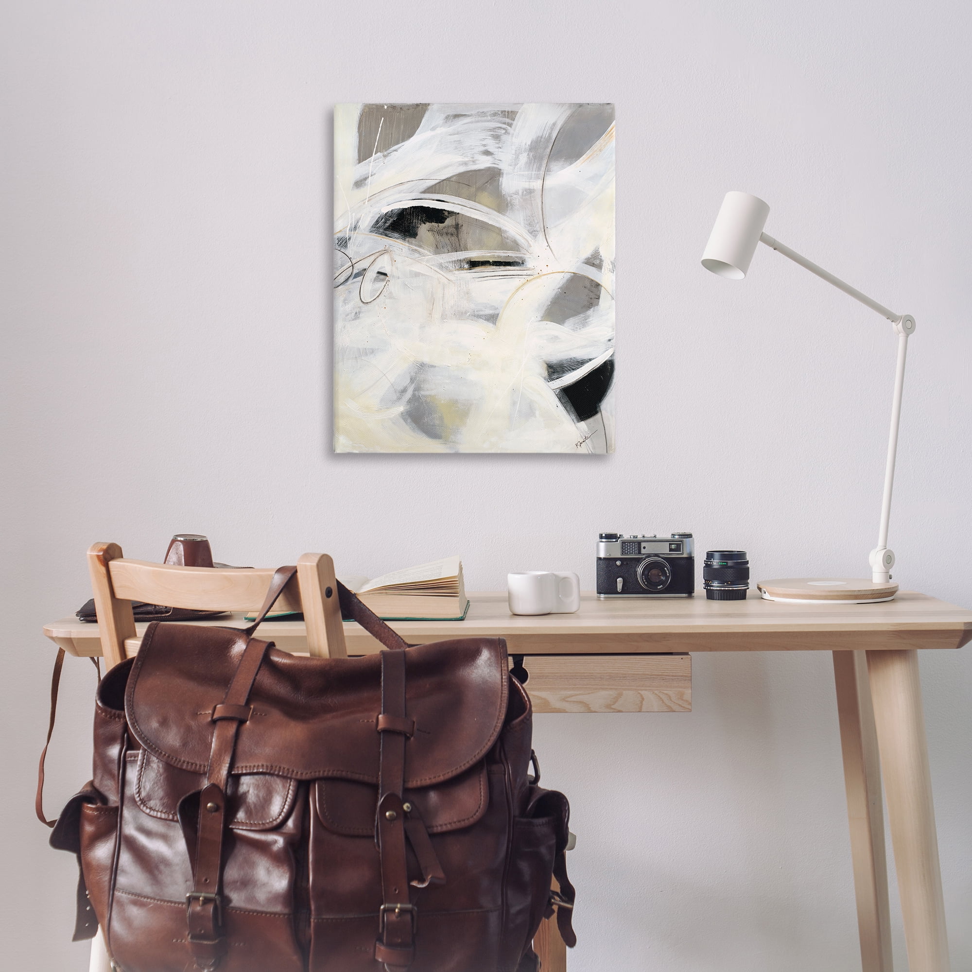 Stupell Industries White Abstract Expression Abstract Painting Wrapped Canvas Art Print Wall Art, 30 x 40