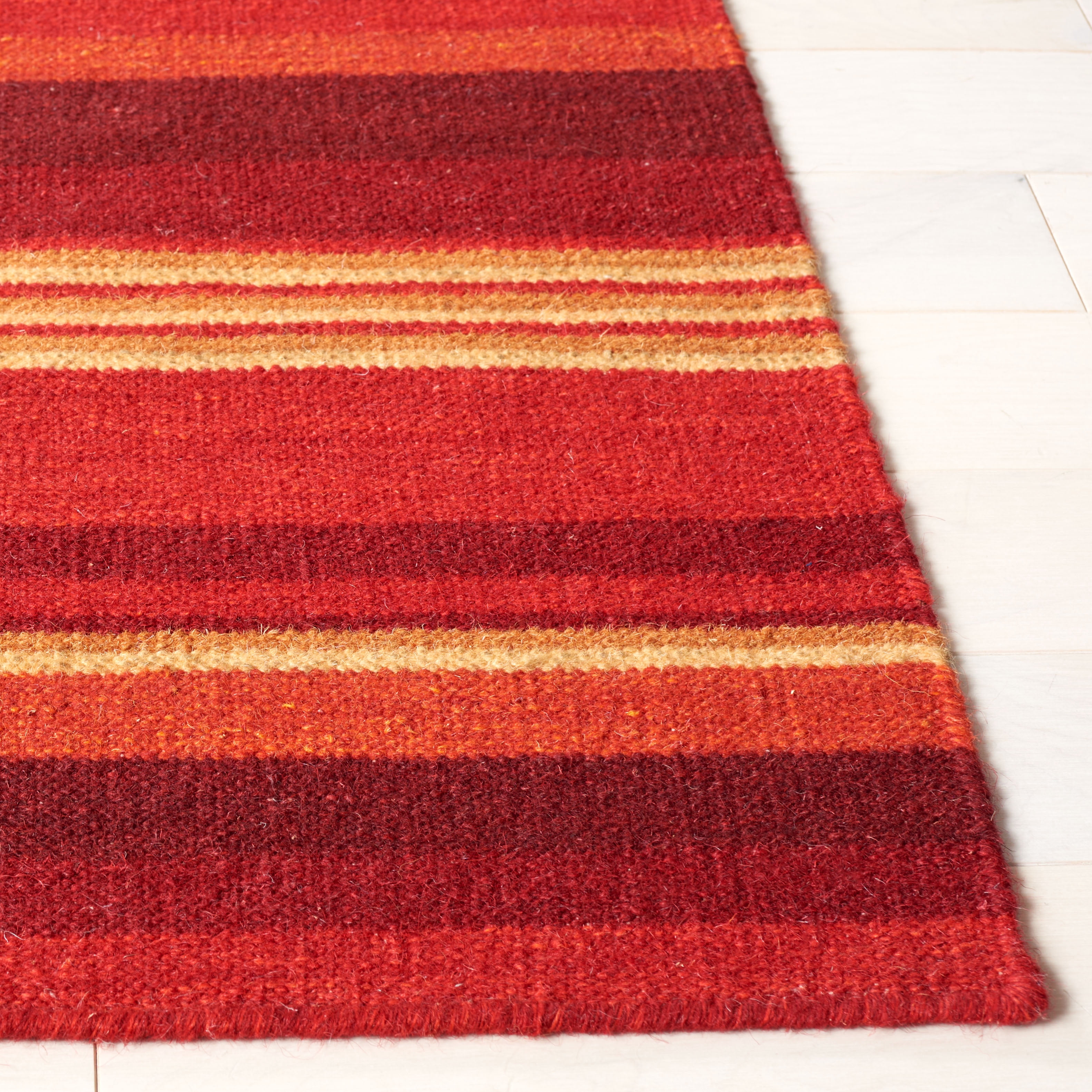 SAFAVIEH Striped Kilim Colbert Striped Area Rug, Red, 7' x 7' Square
