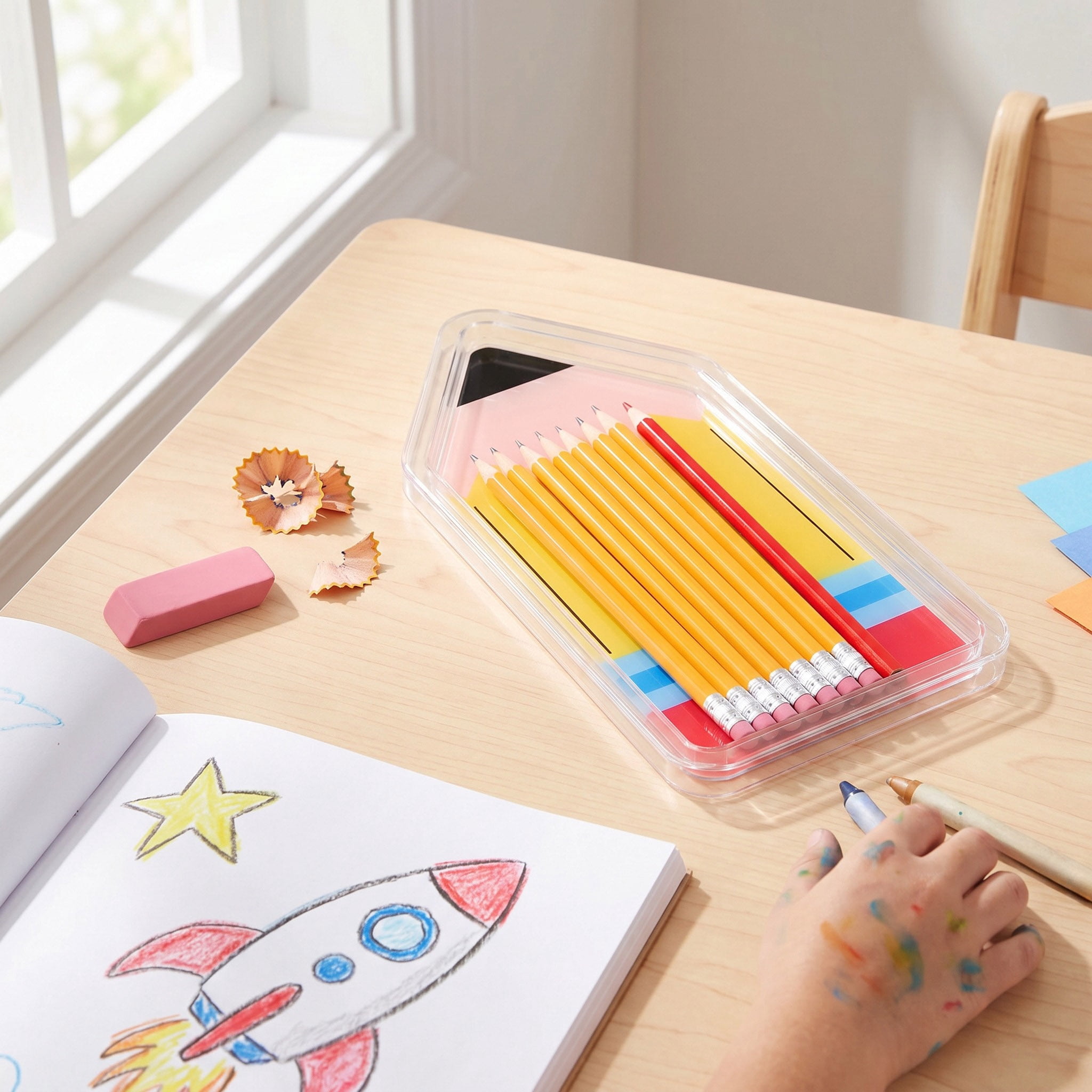Pen+Gear Pencil-Shaped Organizer Tray, Multicolor, 11" x 5.5"
