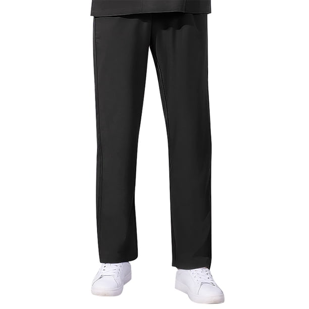 Gibobby Pantalones largos mujer informales pierna ancha cintura elástica ligeros ajustados Black S