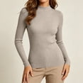 thumbnail image 5 of Sevevn Women's Fall Fashion Sweaters Mock Neck Long Sleeve Tops Ribbed Slim Knit Pullover Shirts Versatile Winter Outfits for Work Office Shopping Walking Leisure, 5 of 9
