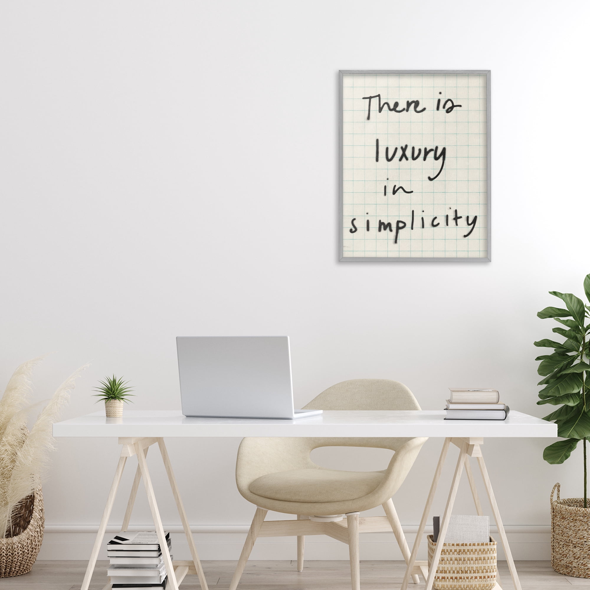 Stupell Industries Luxury In Simplicity Scrawl Gray Framed Giclee Art, design by Victoria Barnes
