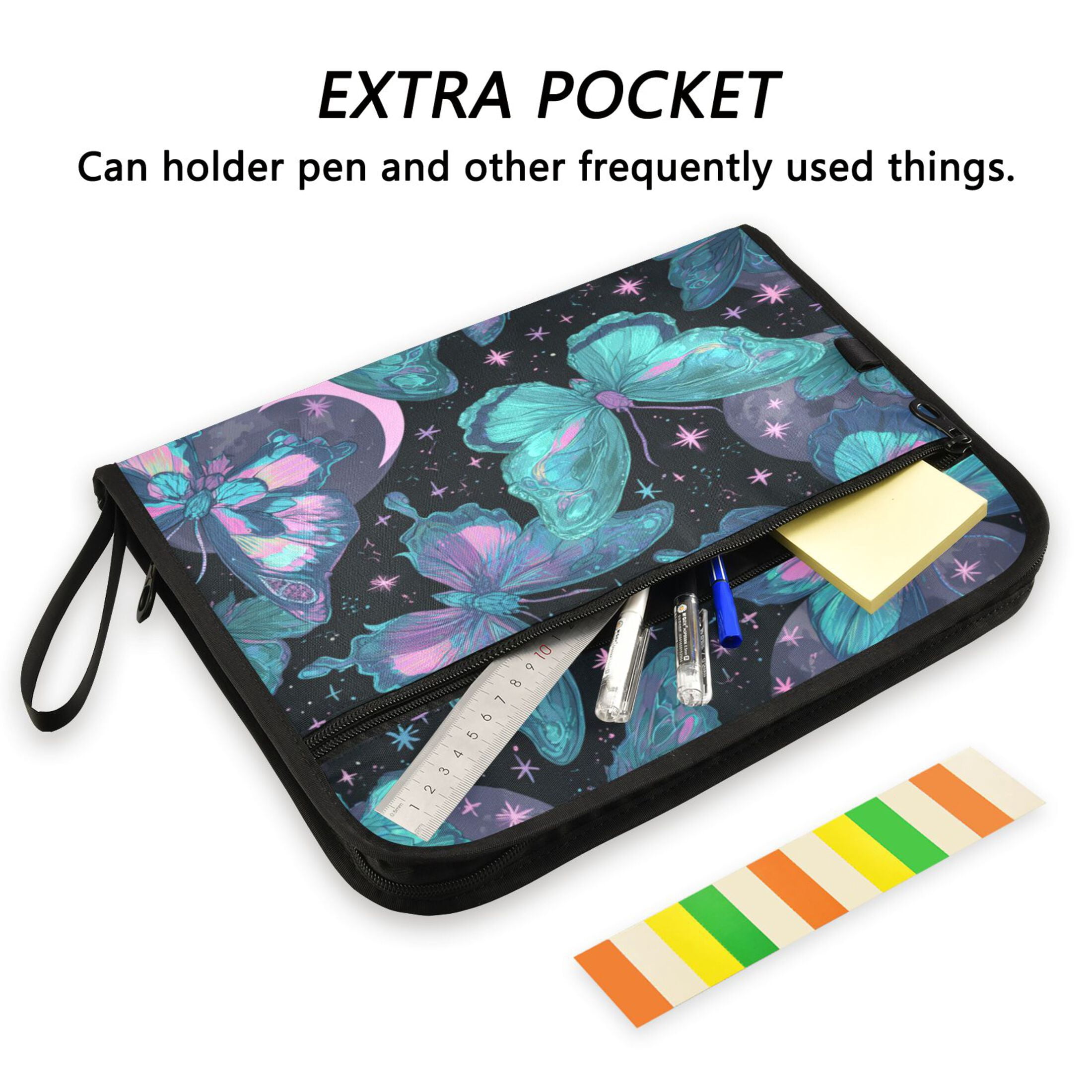 Wobogo Blue Green Butterfly Expanding File Folder Letter Size Accordion Filing Organizer 13 Pocket Separate Organ Pocket