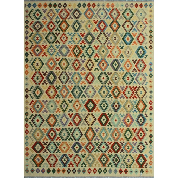 Sangat Afif Ivory/Purple Rug, 8'6" x 11'1"