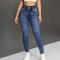 thumbnail image 4 of PYGNJK Women's Denim Jeans High Waist Skinny Stretch Slim Fit Casua Long Jean Pants with Pockets, 4 of 5