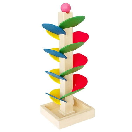 Shulemin Educational Assembling Toy Wooden Tree Marble Ball Run Track Game Baby Kids Gift Random Color
