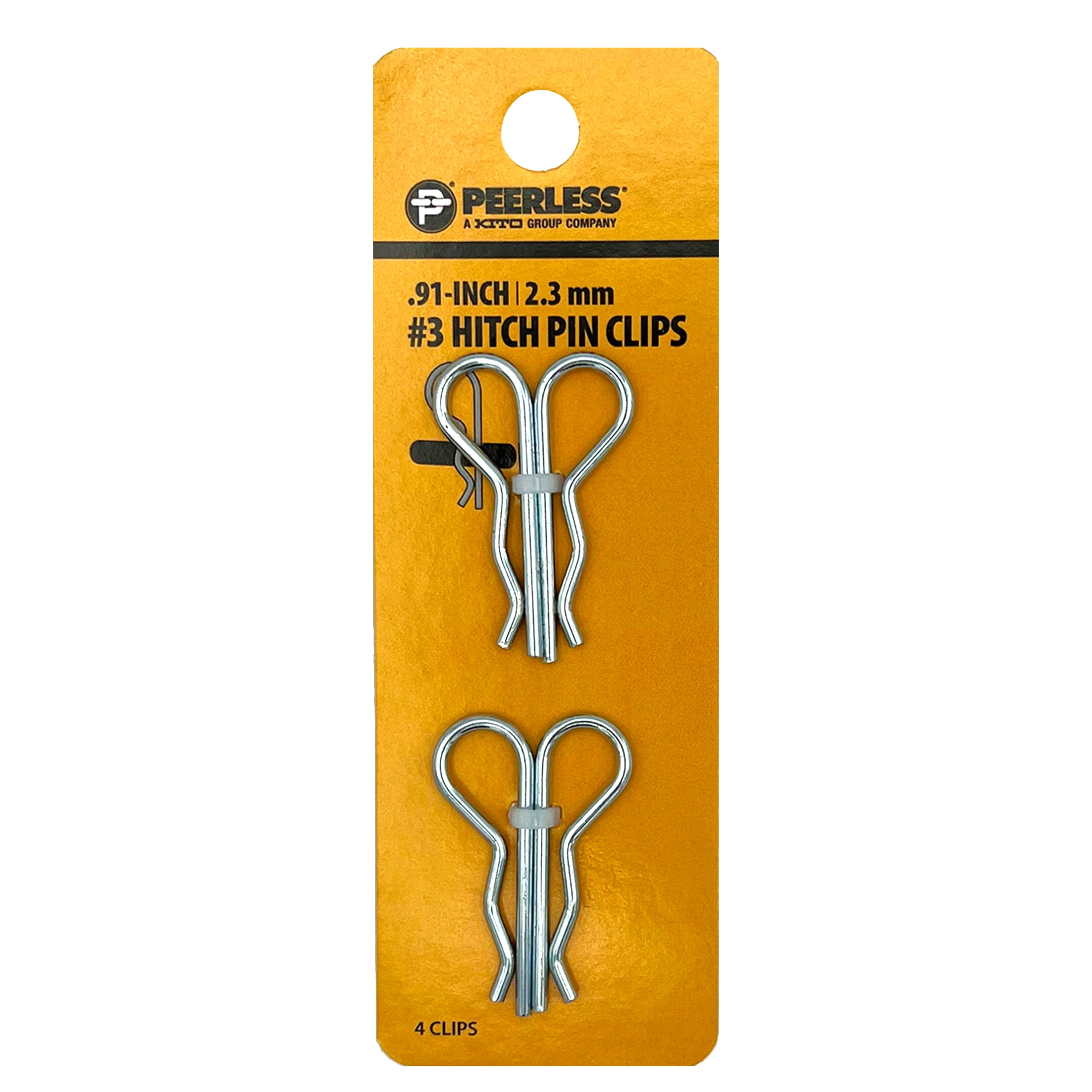 (4 pack) #3 Hitch Pin Clips, 4 Pack, Zinc, Peerless Chain Company, #4703038