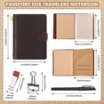 thumbnail image 2 of Travelers Refillable Leather Journal Notebook Travel Diary Handmade Passport Travelers Journal for Men and Women with 3 Notebook Inserts, Pen Holder, Binder Clip(Dark Brown,Passport Size), 2 of 3