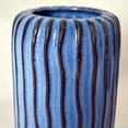 thumbnail image 5 of WHW Indigo Fluted Vase, Artisan Crafted, Shades of Blue, Porcelain, Rustic Modern Style, 9inches, 5 of 7