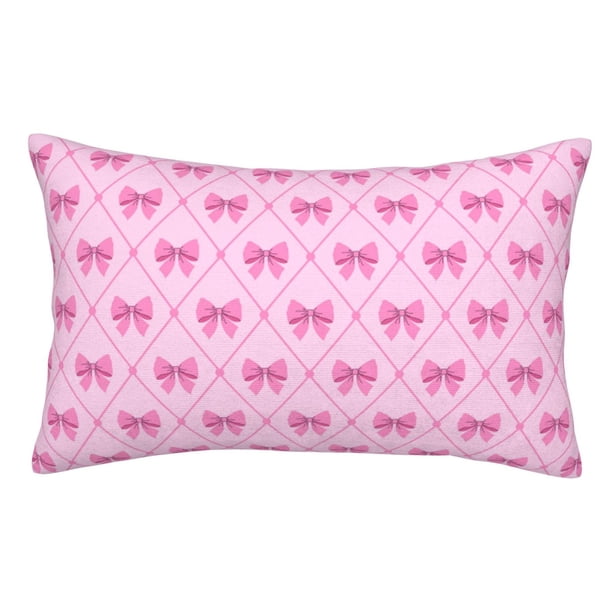 Balery Pink bows Funda de Cojín Estampada, Regalos para Mujeres, Regalos de Amor para Ella, Regalos para Novia o Esposa, Funda de Almohada-16"x24"