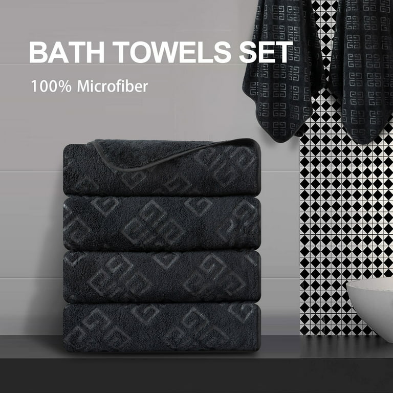 Arl Home Bathroom Towel Set Dark Gray 4 Pack 700GSM Ultra Microfiber Bath Towel Set, Size: 4 Piece