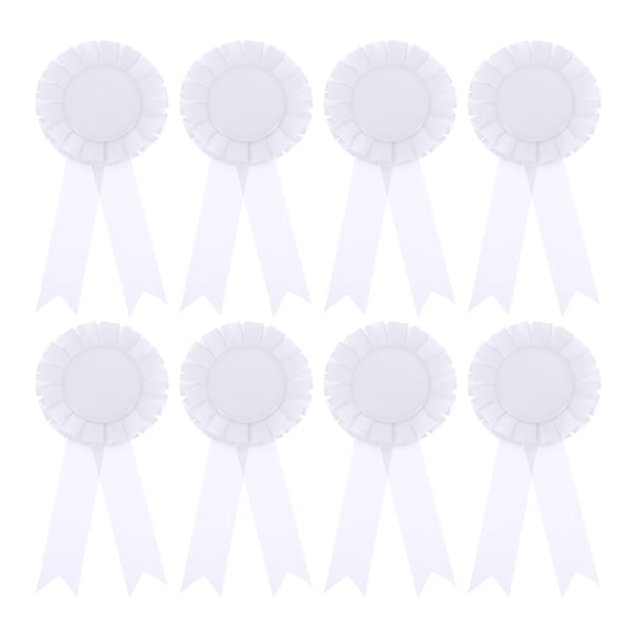 Uxcell 8Pcs Blank Award Ribbon, 6" x 3" Honorable Participation Badge Ribbons for Sports Events, White
